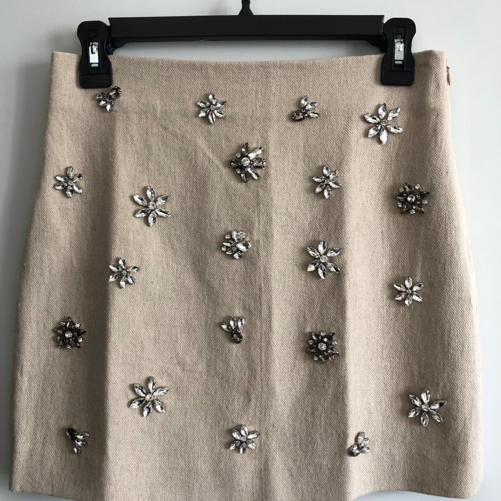 NWT Jewel Trim Linen Blend Mini Skirt XS - Picture 9 of 11